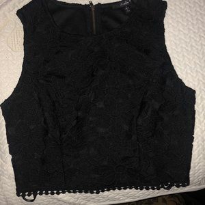 Black lace crop top
